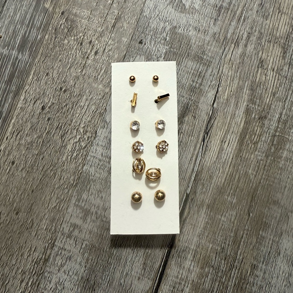 Elegant Gold and Silver Stud Earring Set
